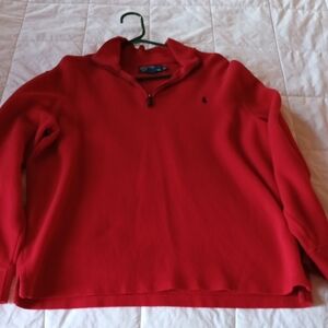 Ralph Lauren Red Half-Zip Sweater with Polo Logo